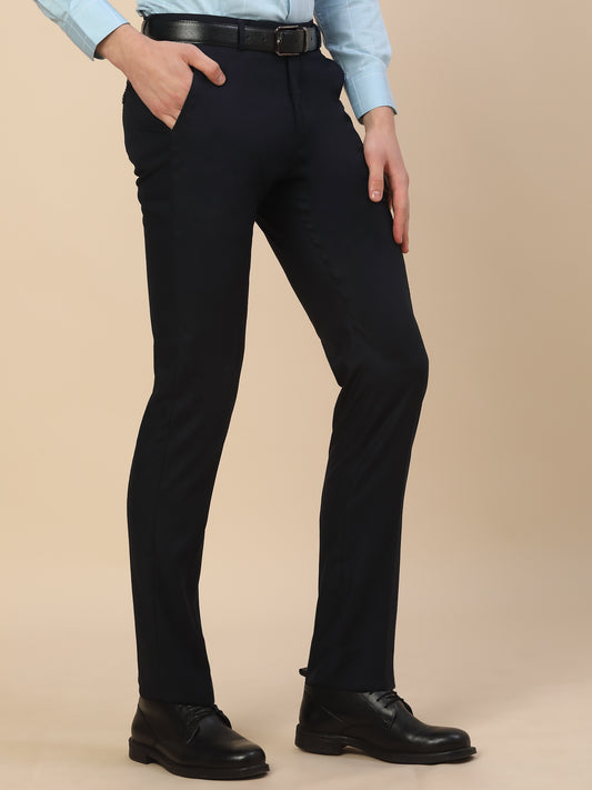 Formal Trouser for Men | Breathable & Soft with Color Fastness Regular Fit Terry Rayon Fabric Self Design Pattern Hook & Bar Closure