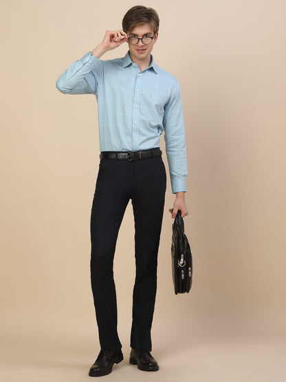 Formal Trouser for Men | Breathable & Soft with Color Fastness Regular Fit Terry Rayon Fabric Self Design Pattern Hook & Bar Closure