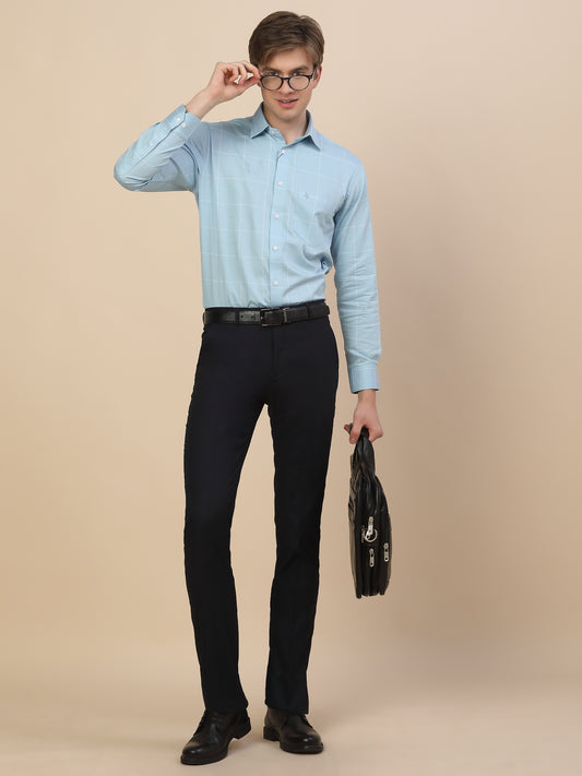 Formal Trouser for Men | Breathable & Soft with Color Fastness Regular Fit Terry Rayon Fabric Self Design Pattern Hook & Bar Closure