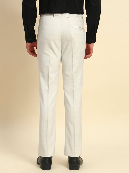 Formal Trouser for Men l Breathable & Soft with Color Fastness Regular Fit Poly Viscose Fabric Checkered Pattern Hook & Bar Closure