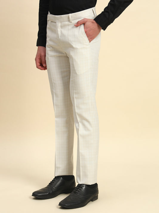 Formal Trouser for Men l Breathable & Soft with Color Fastness Regular Fit Poly Viscose Fabric Checkered Pattern Hook & Bar Closure