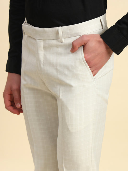 Formal Trouser for Men l Breathable & Soft with Color Fastness Regular Fit Poly Viscose Fabric Checkered Pattern Hook & Bar Closure