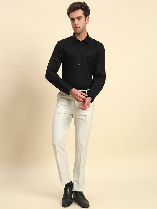 Formal Trouser for Men l Breathable & Soft with Color Fastness Regular Fit Poly Viscose Fabric Checkered Pattern Hook & Bar Closure