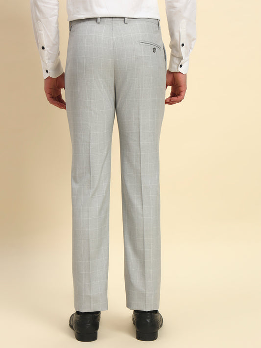 Formal Trouser for Men l Breathable & Soft with Color Fastness Regular Fit Poly Viscose Fabric Checkered Pattern Hook & Bar Closure