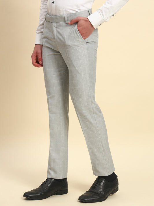 Formal Trouser for Men l Breathable & Soft with Color Fastness Regular Fit Poly Viscose Fabric Checkered Pattern Hook & Bar Closure