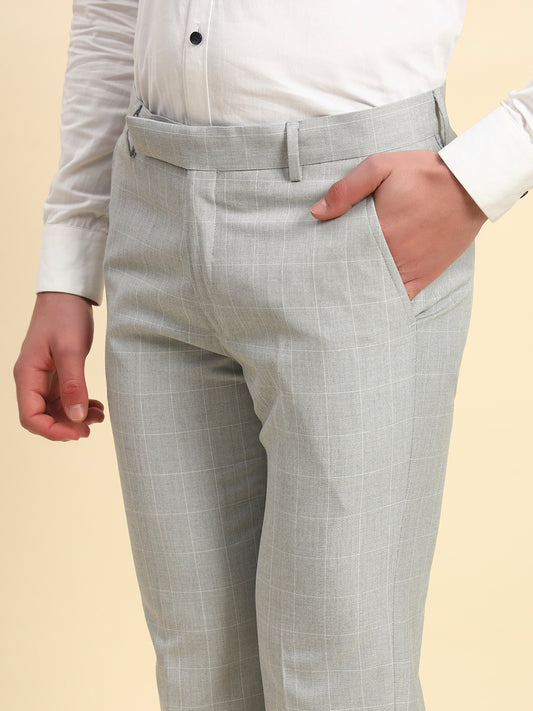 Formal Trouser for Men l Breathable & Soft with Color Fastness Regular Fit Poly Viscose Fabric Checkered Pattern Hook & Bar Closure