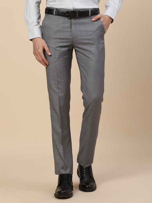 Formal Trouser for Men | Breathable & Soft with Color Fastness Regular Fit Terry Rayon Fabric Check Pattern Hook & Bar Closure