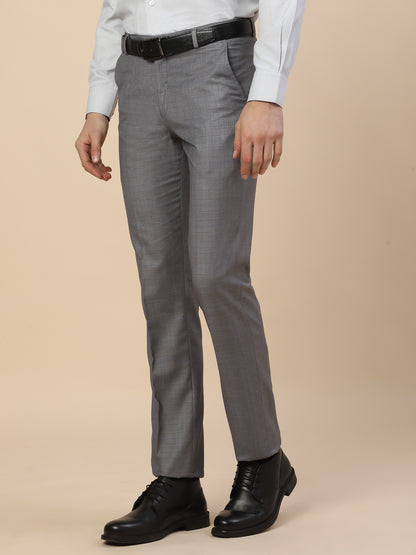 Formal Trouser for Men | Breathable & Soft with Color Fastness Regular Fit Terry Rayon Fabric Check Pattern Hook & Bar Closure