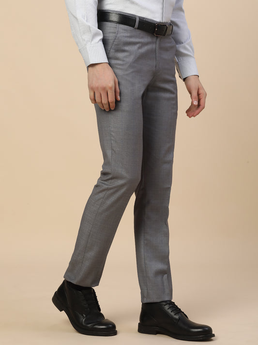 Formal Trouser for Men | Breathable & Soft with Color Fastness Regular Fit Terry Rayon Fabric Check Pattern Hook & Bar Closure