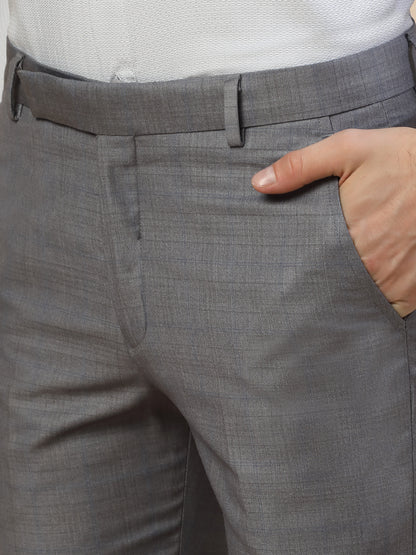 Formal Trouser for Men | Breathable & Soft with Color Fastness Regular Fit Terry Rayon Fabric Check Pattern Hook & Bar Closure