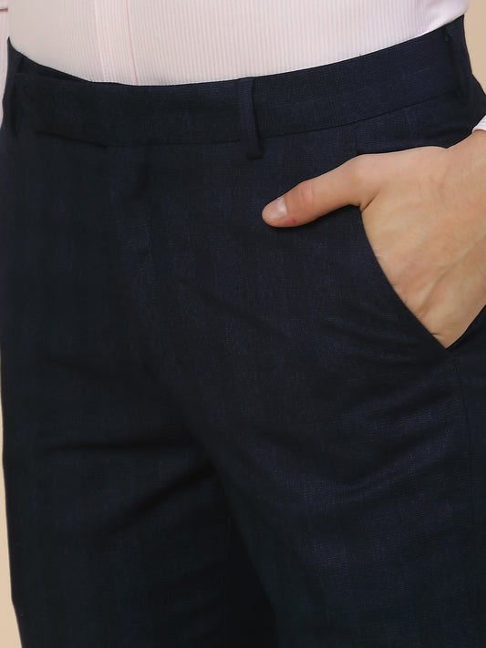 Formal Trouser for Men | Breathable & Soft with Color Fastness Regular Fit Terry Rayon Fabric Check Pattern Hook & Bar Closure