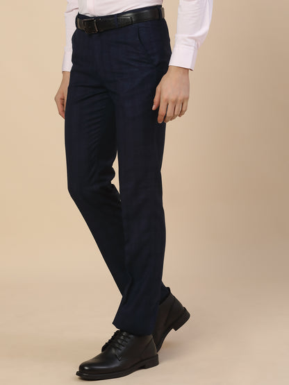Formal Trouser for Men | Breathable & Soft with Color Fastness Regular Fit Terry Rayon Fabric Check Pattern Hook & Bar Closure