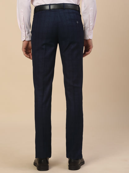 Formal Trouser for Men | Breathable & Soft with Color Fastness Regular Fit Terry Rayon Fabric Check Pattern Hook & Bar Closure