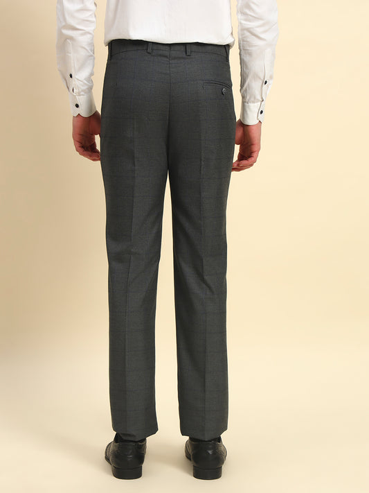 Formal Trouser for Men l Breathable & Soft with Color Fastness Regular Fit Poly Viscose Fabric Checkered Pattern Hook & Bar Closure