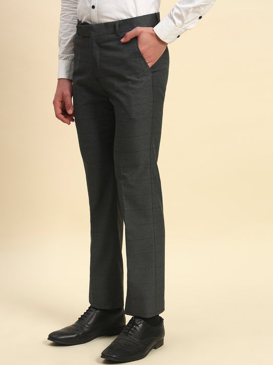 Formal Trouser for Men l Breathable & Soft with Color Fastness Regular Fit Poly Viscose Fabric Checkered Pattern Hook & Bar Closure