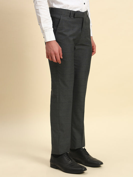 Formal Trouser for Men l Breathable & Soft with Color Fastness Regular Fit Poly Viscose Fabric Checkered Pattern Hook & Bar Closure