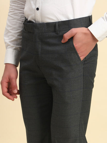 Formal Trouser for Men l Breathable & Soft with Color Fastness Regular Fit Poly Viscose Fabric Checkered Pattern Hook & Bar Closure