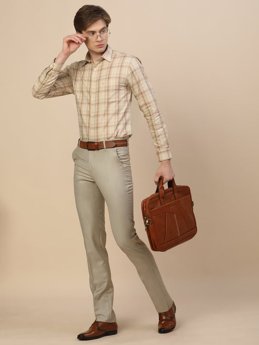 Formal Trouser for Men | Breathable & Soft with Color Fastness Regular Fit Terry Rayon Fabric Solid Pattern Hook & Bar Closure