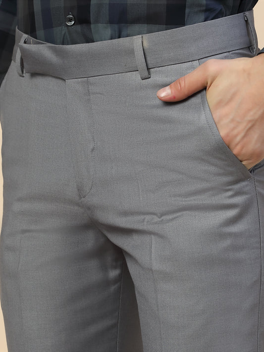 Formal Trouser for Men | Breathable & Soft with Color Fastness Regular Fit Terry Rayon Fabric Solid Pattern Hook & Bar Closure
