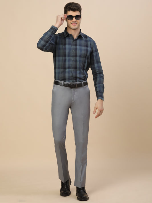 Formal Trouser for Men | Breathable & Soft with Color Fastness Regular Fit Terry Rayon Fabric Solid Pattern Hook & Bar Closure