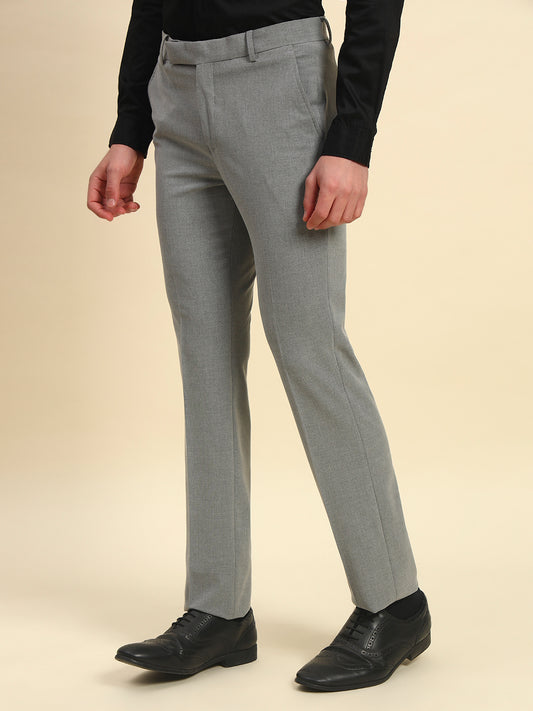 Formal Trouser for Men l Breathable & Soft with Color Fastness Regular Fit Poly Viscose Fabric Solid Pattern Hook & Bar Closure