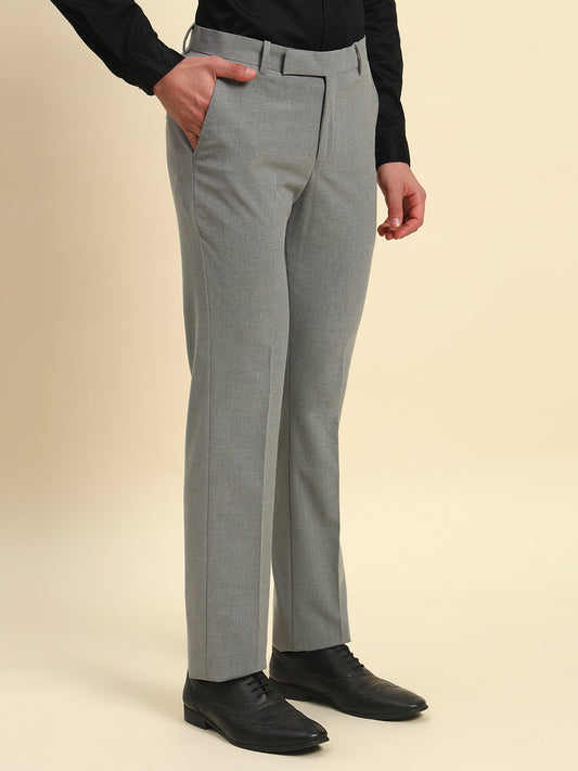 Formal Trouser for Men l Breathable & Soft with Color Fastness Regular Fit Poly Viscose Fabric Solid Pattern Hook & Bar Closure
