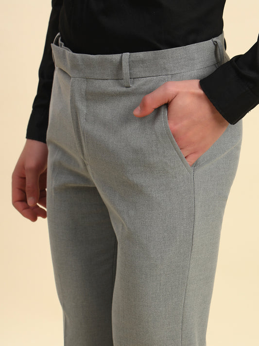 Formal Trouser for Men l Breathable & Soft with Color Fastness Regular Fit Poly Viscose Fabric Solid Pattern Hook & Bar Closure