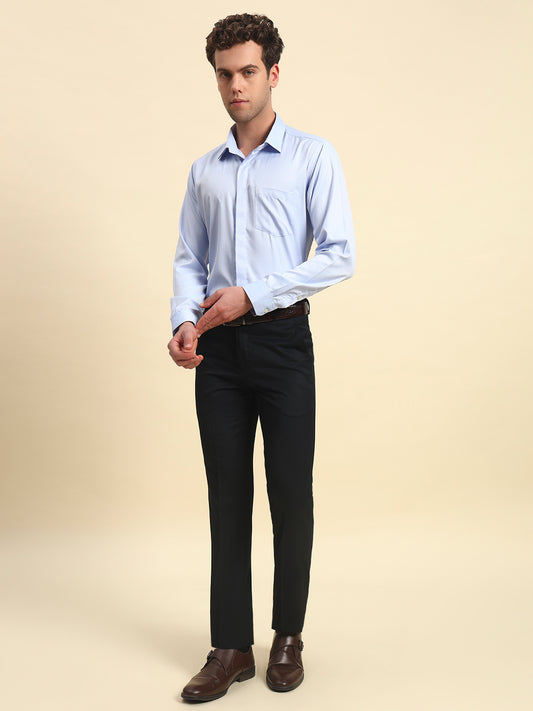 Formal Trouser for Men l Breathable & Soft with Color Fastness Regular Fit Poly Viscose Fabric Solid Pattern Hook & Bar Closure