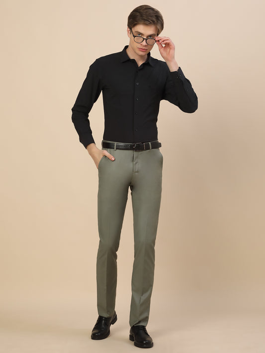 Formal Trouser for Men | Breathable & Soft with Color Fastness Regular Fit Terry Rayon Fabric Solid Pattern Hook & Bar Closure