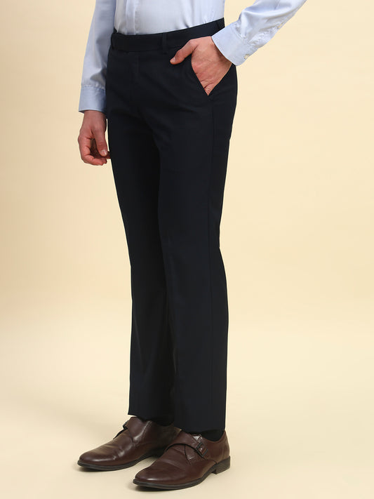 Formal Trouser for Men | Breathable & Soft with Color Fastness Regular Fit Terry Rayon Fabric Solid Pattern Hook & Bar Closure