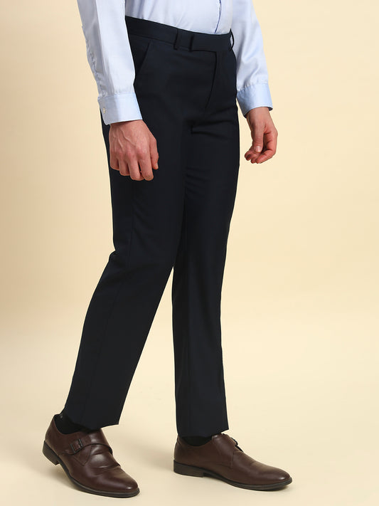 Formal Trouser for Men | Breathable & Soft with Color Fastness Regular Fit Terry Rayon Fabric Solid Pattern Hook & Bar Closure