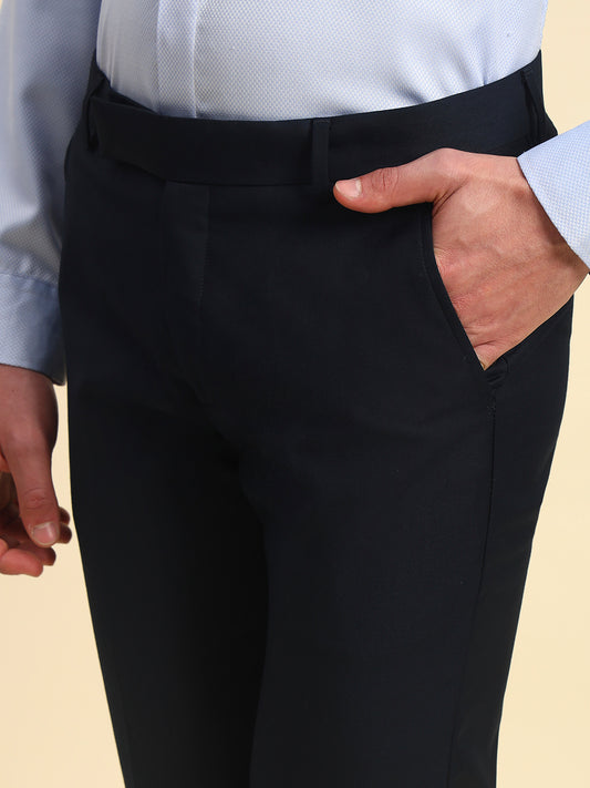 Formal Trouser for Men | Breathable & Soft with Color Fastness Regular Fit Terry Rayon Fabric Solid Pattern Hook & Bar Closure