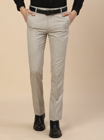 Formal Trouser for Men | Breathable & Soft with Color Fastness Regular Fit Poly Viscose Fabric Check Pattern Hook & Bar Closure