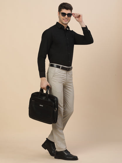 Formal Trouser for Men | Breathable & Soft with Color Fastness Regular Fit Poly Viscose Fabric Check Pattern Hook & Bar Closure