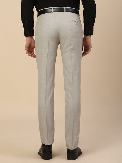 Formal Trouser for Men | Breathable & Soft with Color Fastness Regular Fit Poly Viscose Fabric Check Pattern Hook & Bar Closure