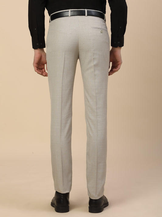 Formal Trouser for Men | Breathable & Soft with Color Fastness Regular Fit Poly Viscose Fabric Check Pattern Hook & Bar Closure