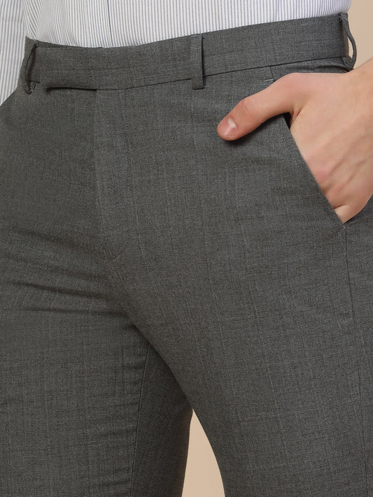 Formal Trouser for Men | Breathable & Soft with Color Fastness Regular Fit Poly Viscose Fabric Check Pattern Hook & Bar Closure