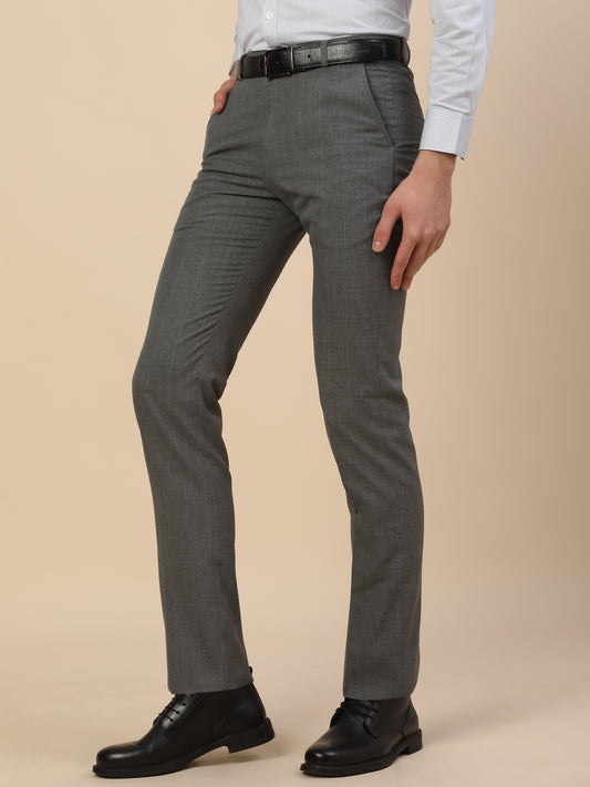 Formal Trouser for Men | Breathable & Soft with Color Fastness Regular Fit Poly Viscose Fabric Check Pattern Hook & Bar Closure