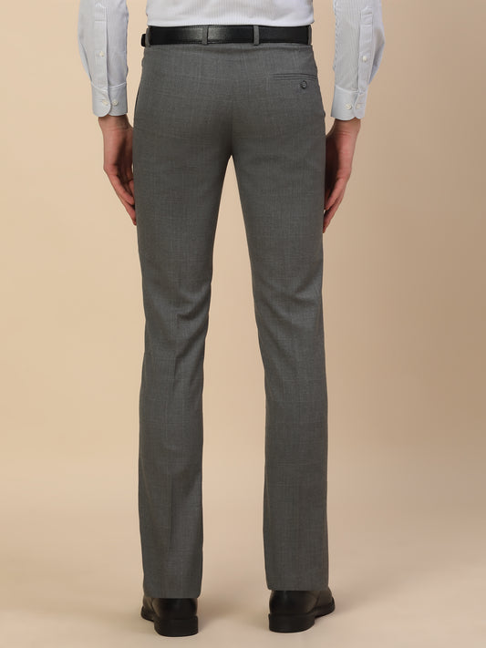 Formal Trouser for Men | Breathable & Soft with Color Fastness Regular Fit Poly Viscose Fabric Check Pattern Hook & Bar Closure