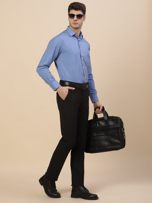 Formal Trouser for Men | Breathable & Soft with Color Fastness Regular Fit Poly Viscose Fabric Solid Pattern Hook & Bar Closure