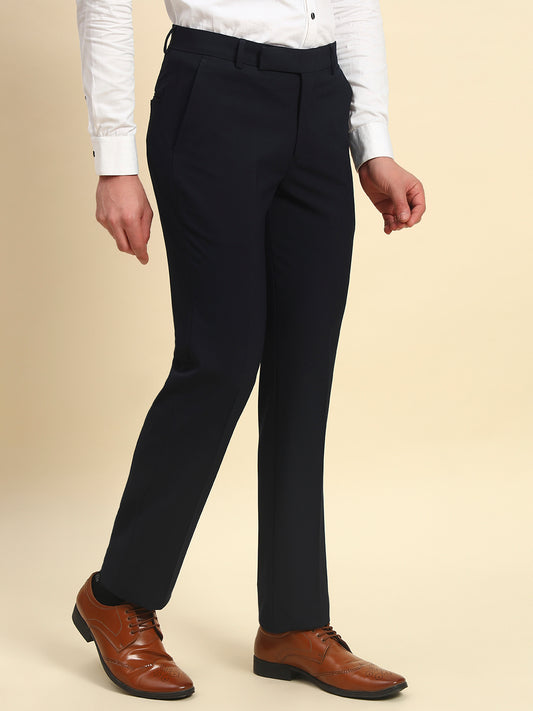 Formal Trouser for Men l Breathable & Soft with Color Fastness Regular Fit Poly Viscose Fabric Solid Pattern Hook & Bar Closure