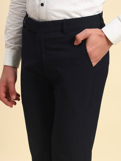 Formal Trouser for Men l Breathable & Soft with Color Fastness Regular Fit Poly Viscose Fabric Solid Pattern Hook & Bar Closure