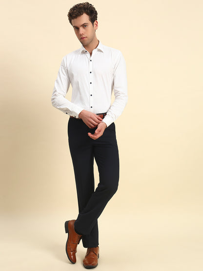 Formal Trouser for Men l Breathable & Soft with Color Fastness Regular Fit Poly Viscose Fabric Solid Pattern Hook & Bar Closure