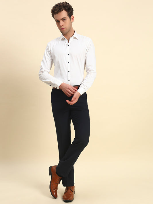 Formal Trouser for Men l Breathable & Soft with Color Fastness Regular Fit Poly Viscose Fabric Solid Pattern Hook & Bar Closure