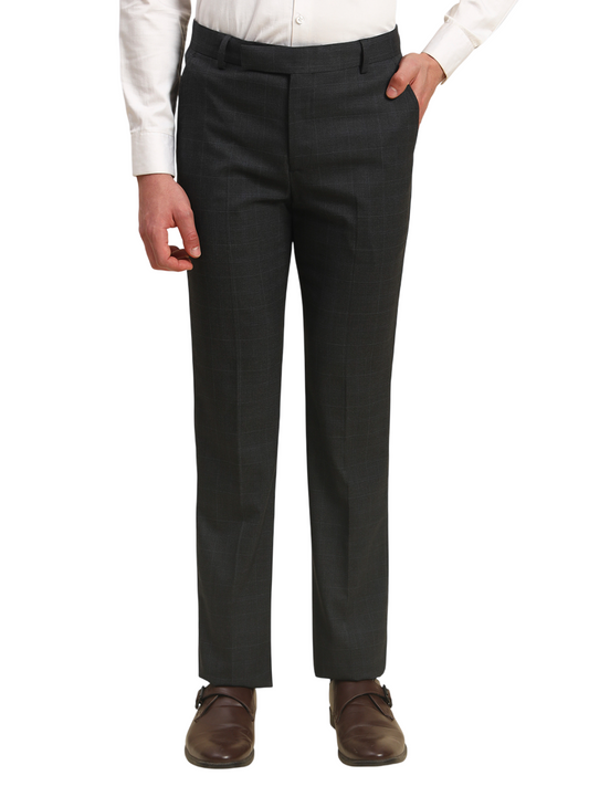 Formal Trouser for Men | Breathable & Soft with Color Fastness Regular Fit Poly Viscose Fabric Checkered Pattern Hook & Bar Closure