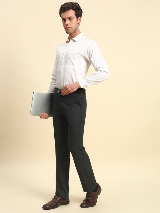 Formal Trouser for Men | Breathable & Soft with Color Fastness Regular Fit Poly Viscose Fabric Checkered Pattern Hook & Bar Closure