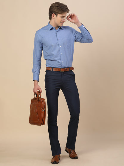 Formal Trouser for Men | Breathable & Soft with Color Fastness Regular Fit Poly Vicose Fabric Self Design Pattern Hook & Bar Closure