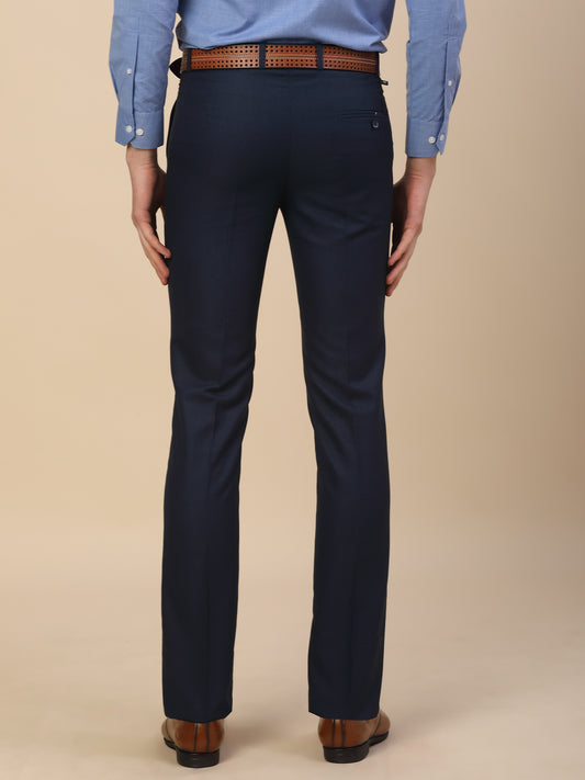 Formal Trouser for Men | Breathable & Soft with Color Fastness Regular Fit Poly Vicose Fabric Self Design Pattern Hook & Bar Closure