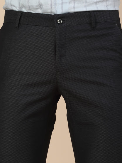 Formal Trouser for Men | Breathable & Soft with Color Fastness Regular Fit Terry Rayon Fabric Self Design Pattern Button Closure