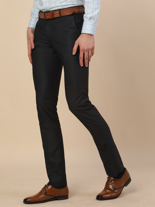 Formal Trouser for Men | Breathable & Soft with Color Fastness Regular Fit Terry Rayon Fabric Self Design Pattern Button Closure